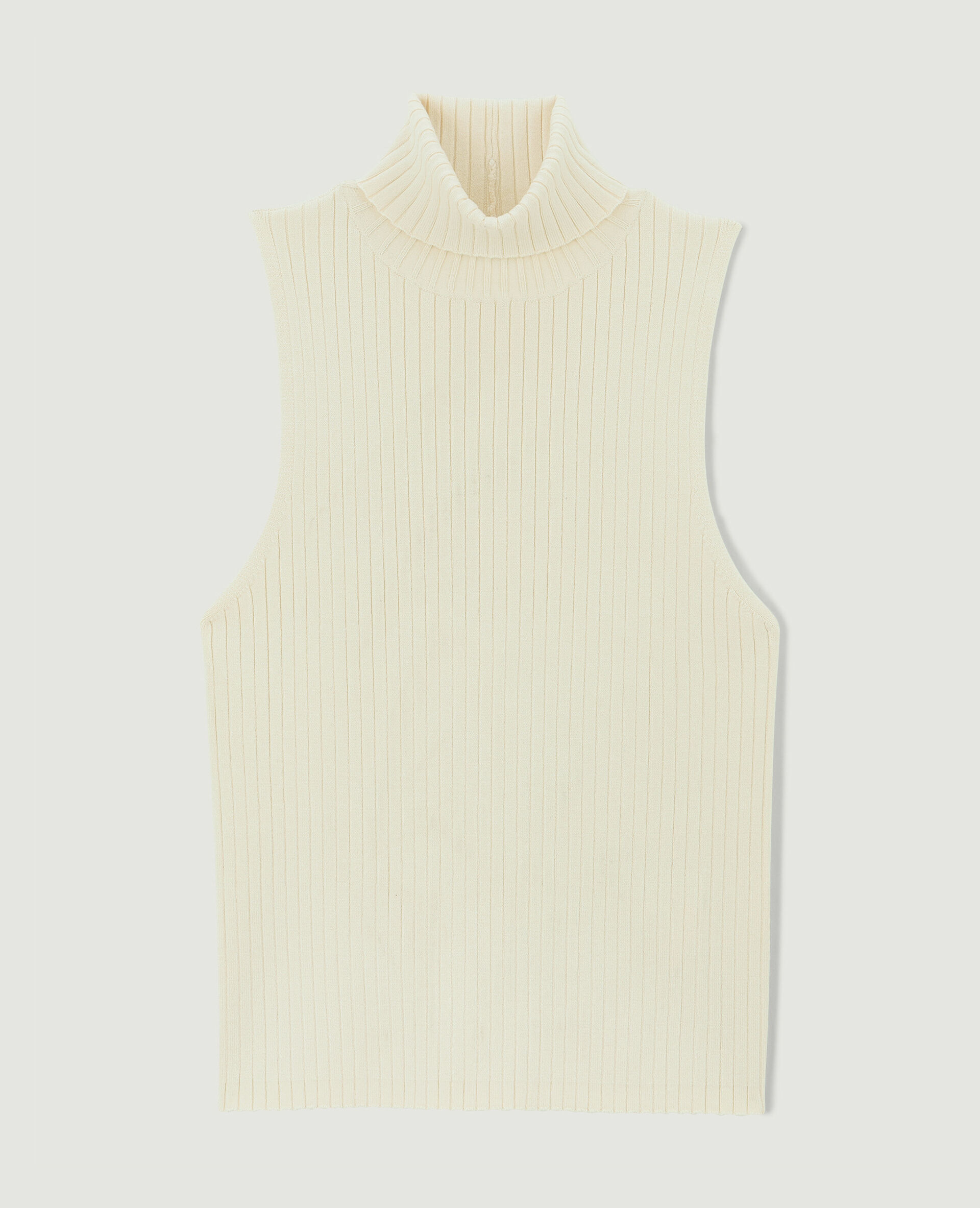 Top col roulé sans manches - Beige