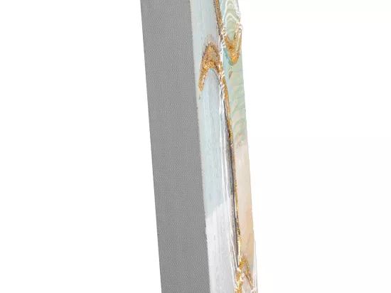 Tableau peint à la main avec relief bleu 30x90x3h