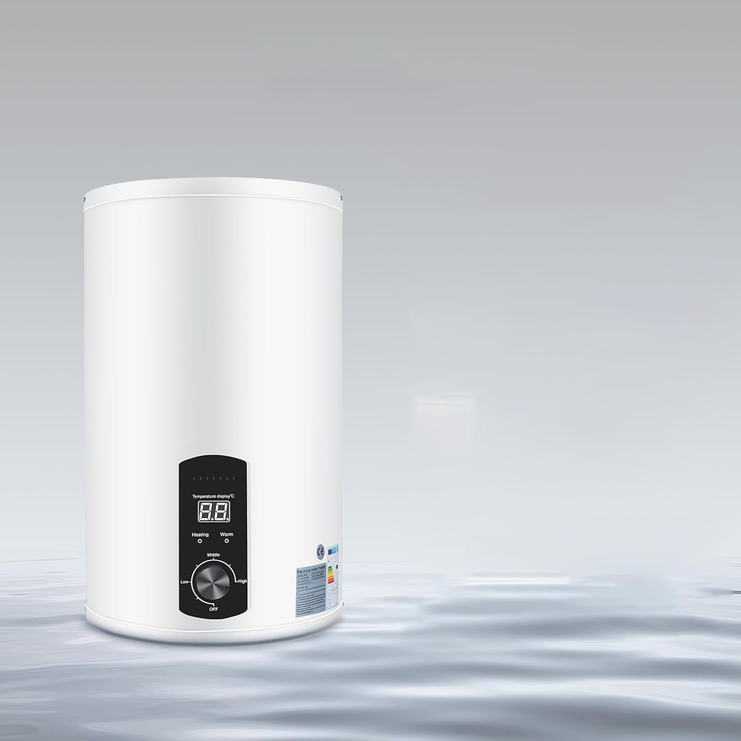 Warmwasserspeicher Boiler 50L/80L/100L/120L, Energiesparend 2000W Vertikaler Wandmontierter warmwasserboiler mit LED-Temperaturanzeigee für Badezimmer, Friseursalons Smart Boiler (50L)