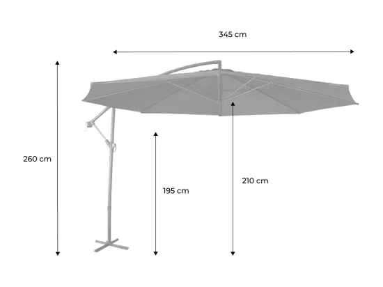 Parasol déporté Ø350cm - Hardelot - Coloris Bleu canard. structure anthracite. manivelle anti-retour.