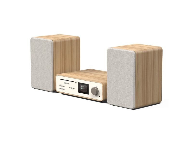 Pure Micro-HiFi Anlage Classic Stereo Eiche/Weiss Kräftige Stereo-Anlage mit 2 Lautsprechern