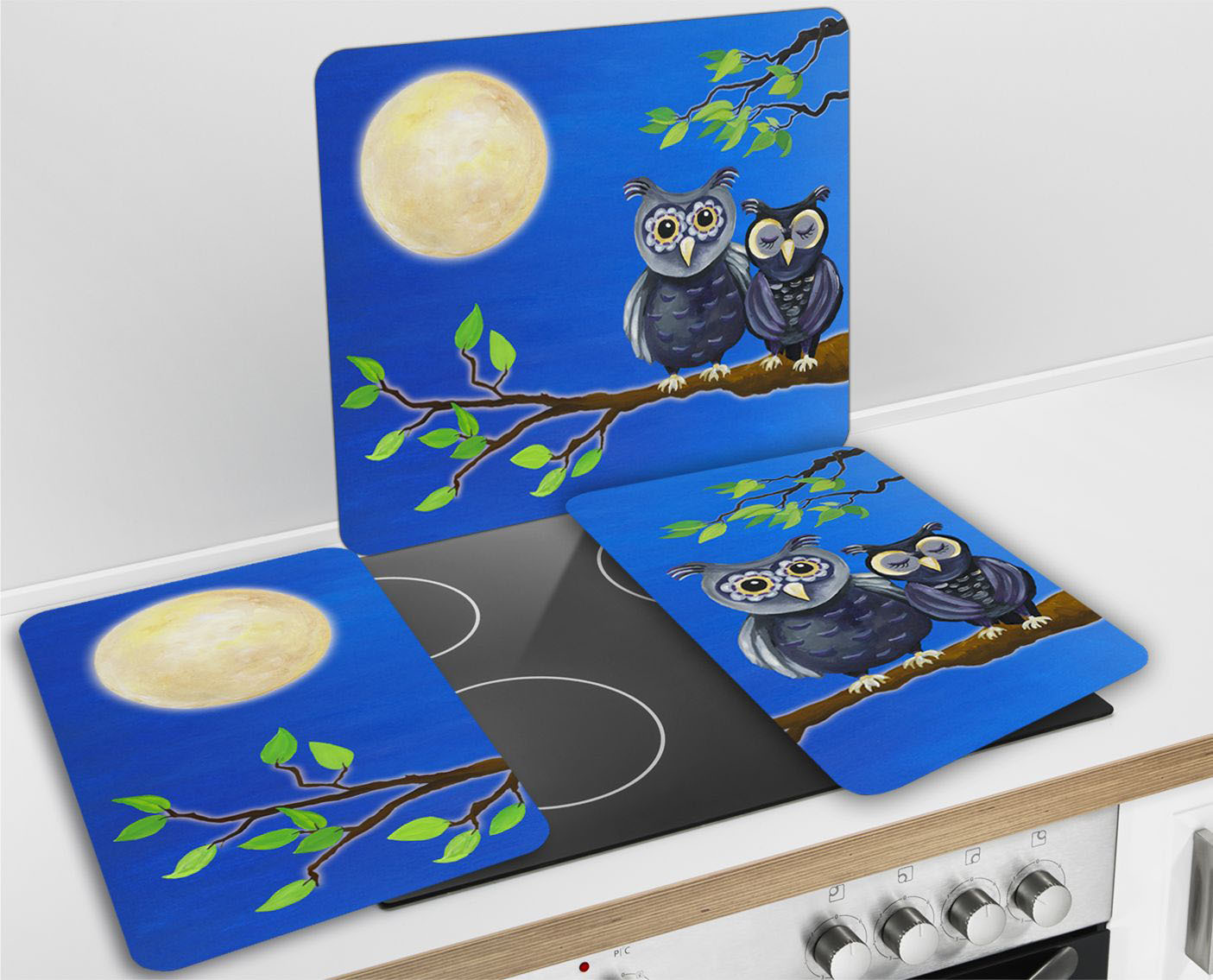 WENKO 2er-Set Herdabdeckplatten UNIVERSAL EULE - alle Herdarten