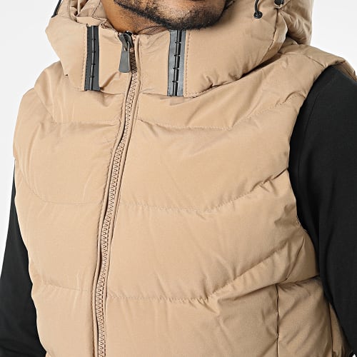 Doudoune Capuche Sans Manches Beige