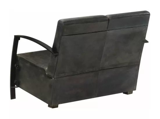 Fauteuil à 2 places Gris Cuir véritable