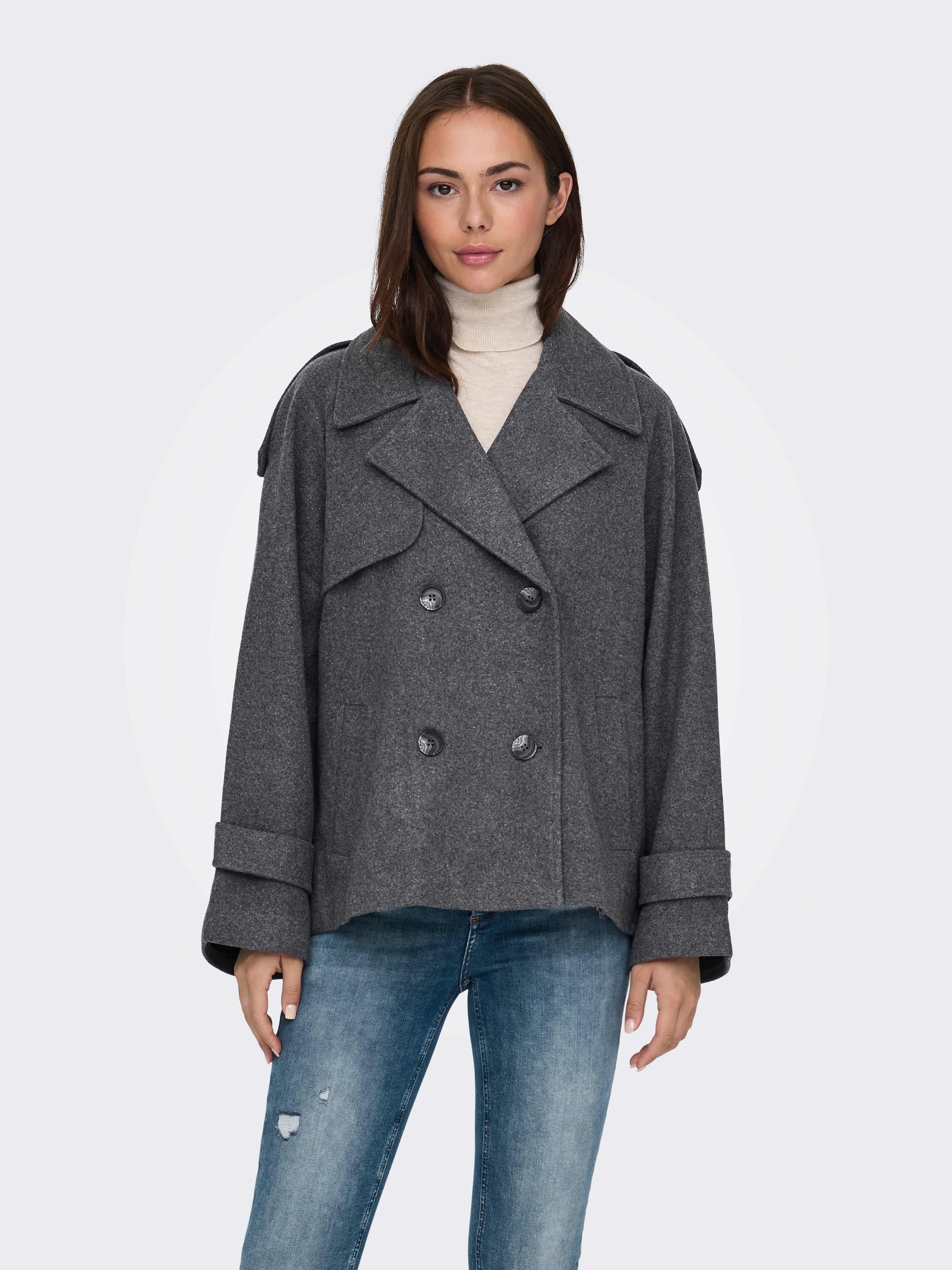 ONLMAISY Trenchcoat Dark Grey Melange