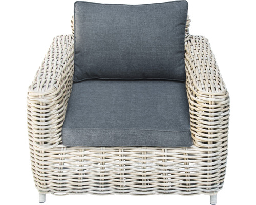 Premium Luxe 5-zits loungeset bestaande uit: 2 fauteuils, bank, tafel en zitkussens, polyrotan, aluminium, grijs