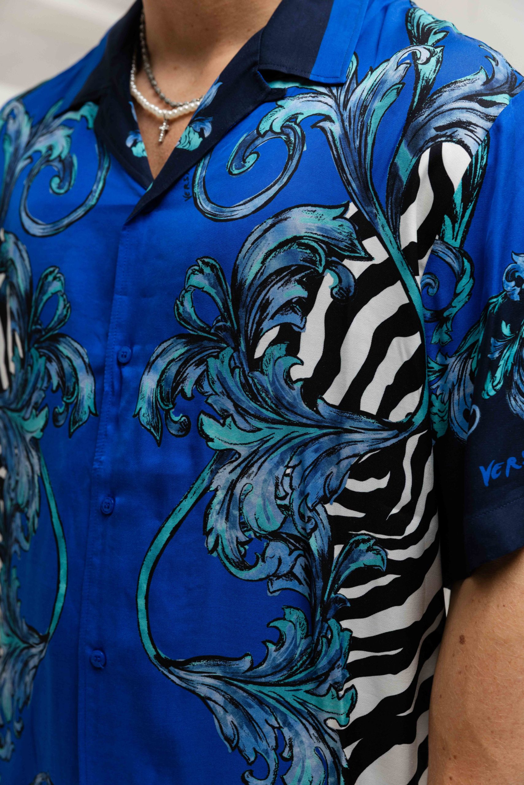 Versace Jeans Couture Barocco Zebra Blouse Heren Blauw