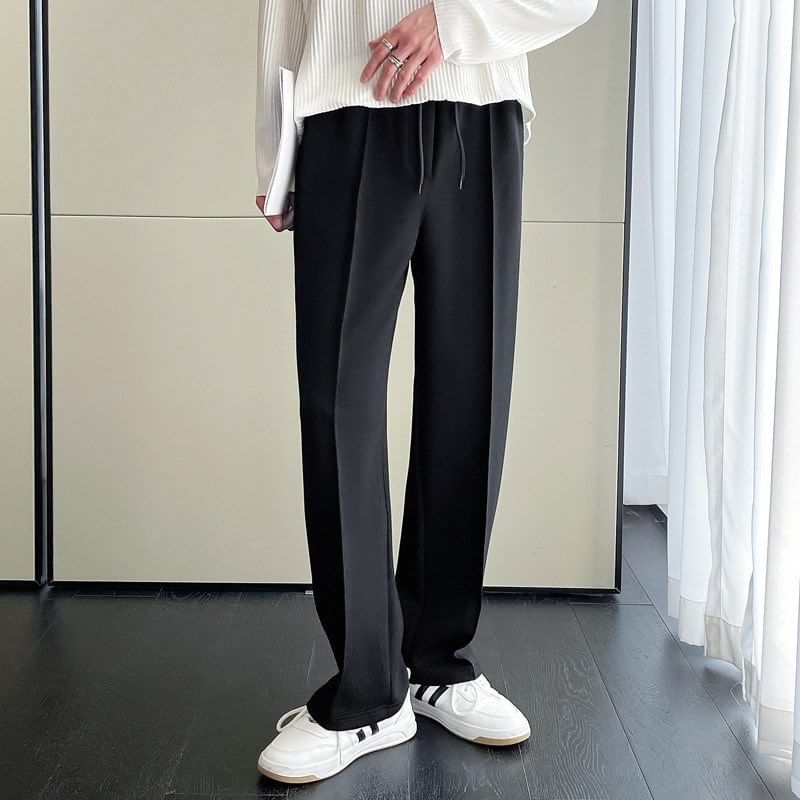 Nightbell - Mid Rise Plain Straight Leg Broek