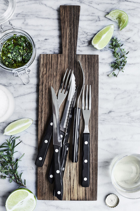 Gense Old Farmer Black steakbestik/grillbestik 12 dele sort/stål Stål, sort