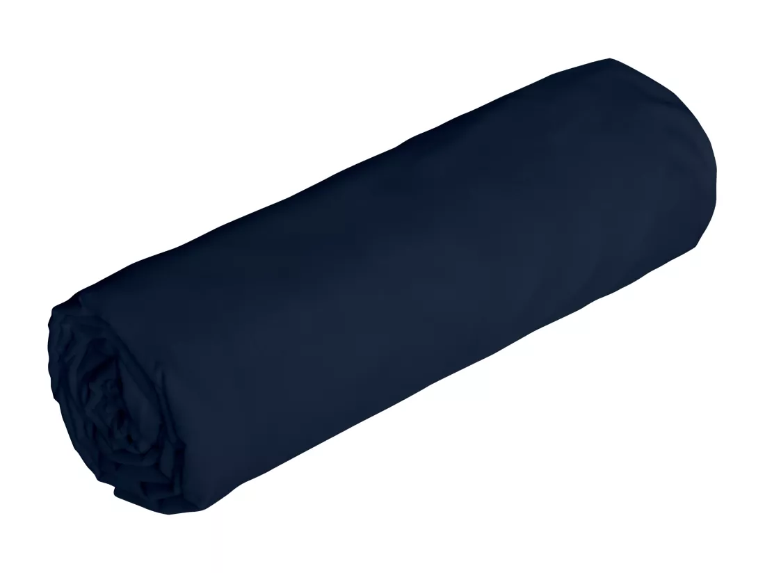 Drap housse en satin 92 fils/cm² - 200 x 200 cm - Bonnet 30 cm - Bleu - ABILY de PALACIO