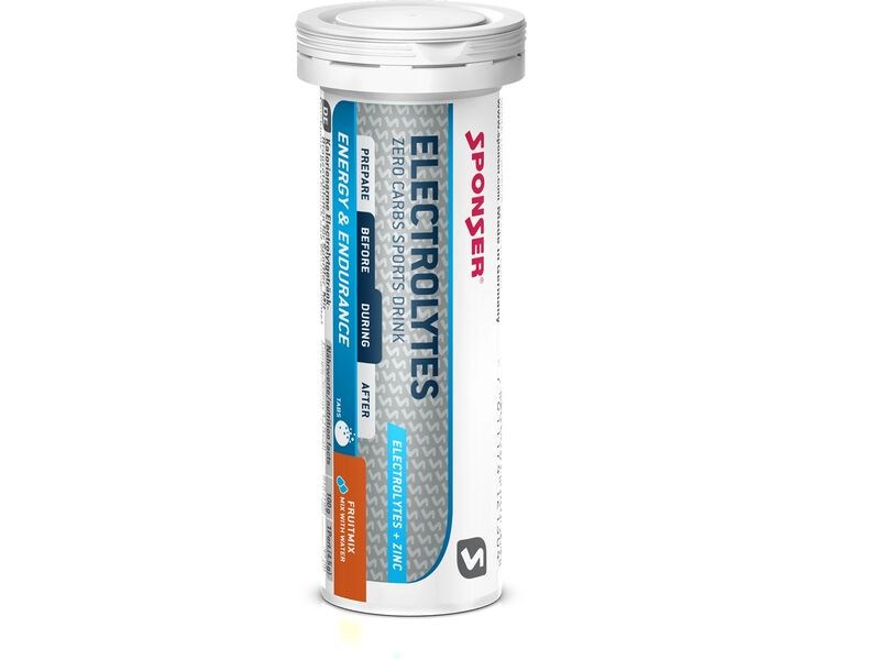 Sponser Electrolytes Tabs Fruit Mix, 12 Röhrchen Energietabletten für kalorienarmen Sportdrink