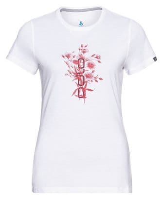 Maillot Manches Courtes Femme Odlo Kumano Logo Print Blanc