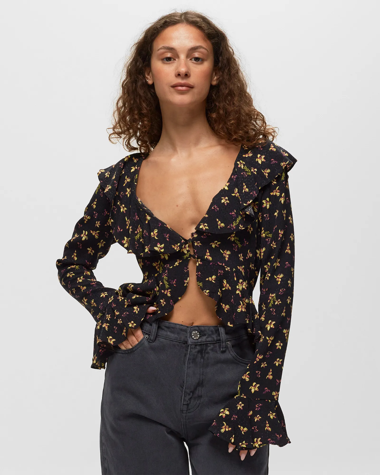 ROTATE Birger Christensen Jacquard Frill Top