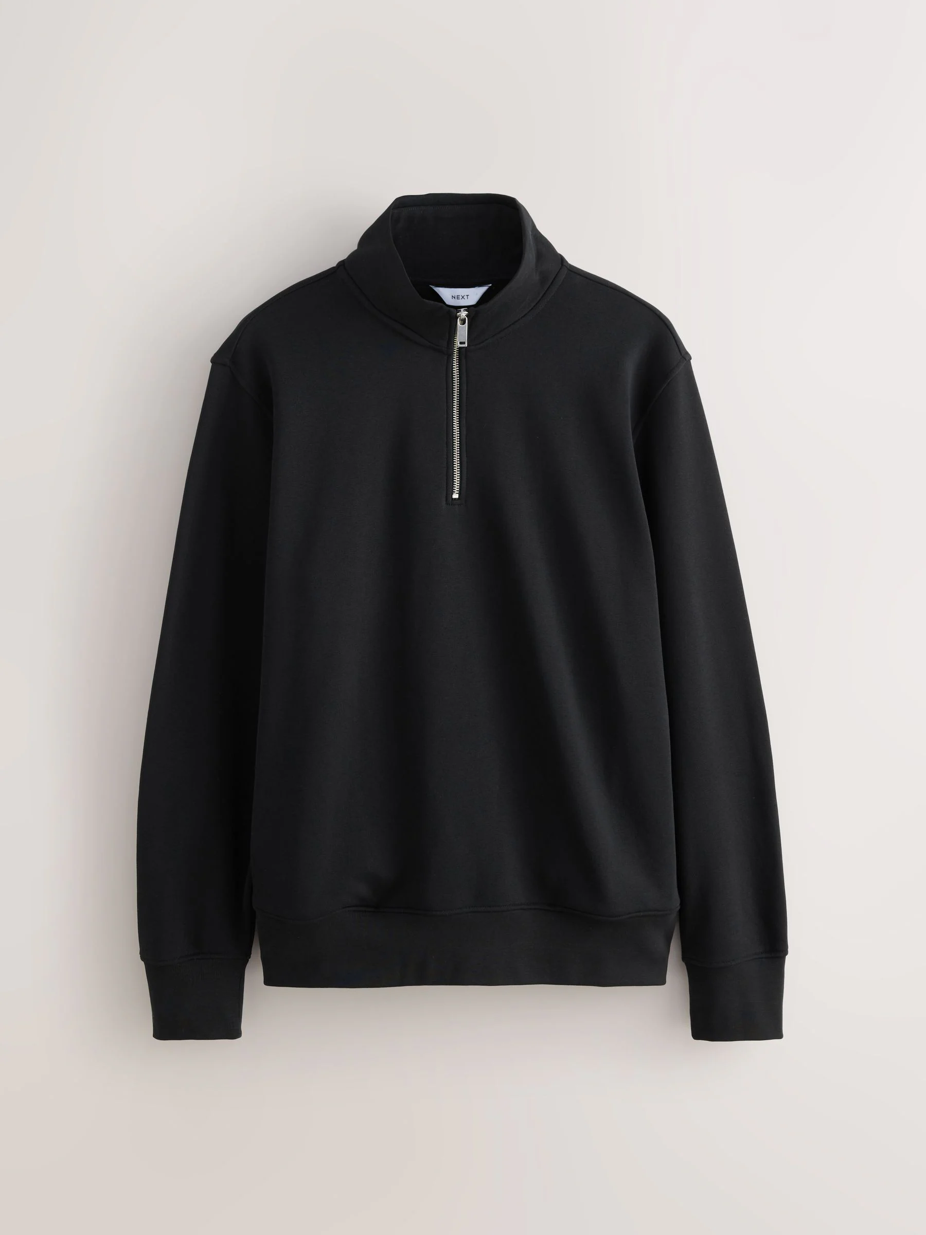 Zwart - Kwartrits - Sweatshirt van jersey met hoog katoengehalte