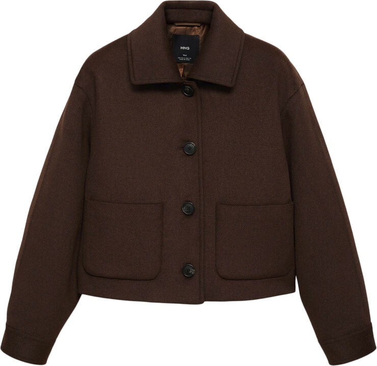 MANGO JACKET. -- BUTTON Brown