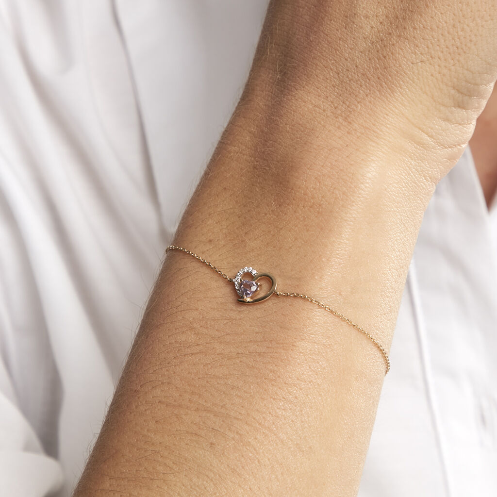 Bracelet Eliana Or Jaune Améthyste Oxyde De Zirconium