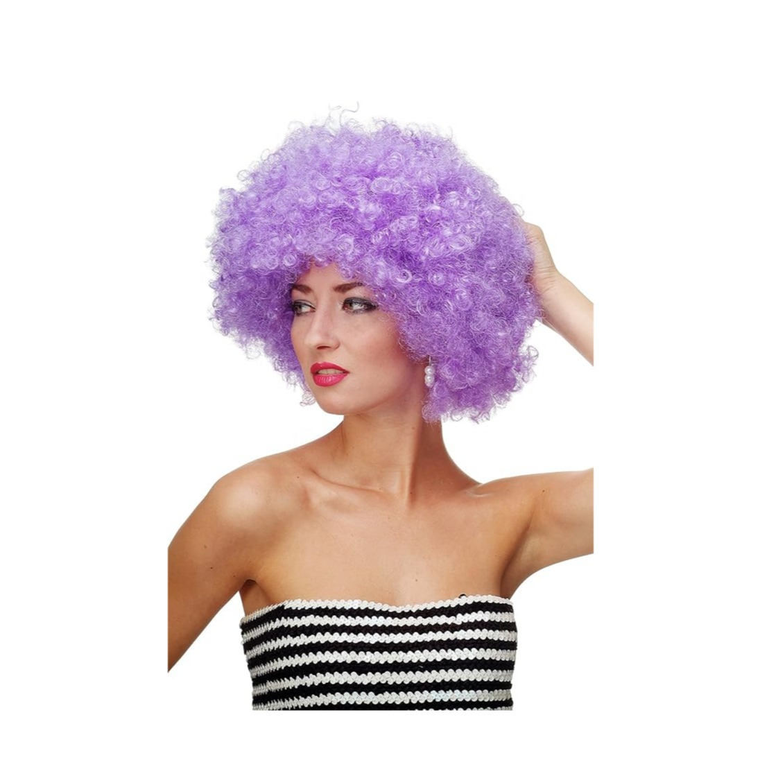 Afro Perücke mit Locken Fasnacht Kostüm Zubehör Motto Party / Halloween Accessoire - Lila