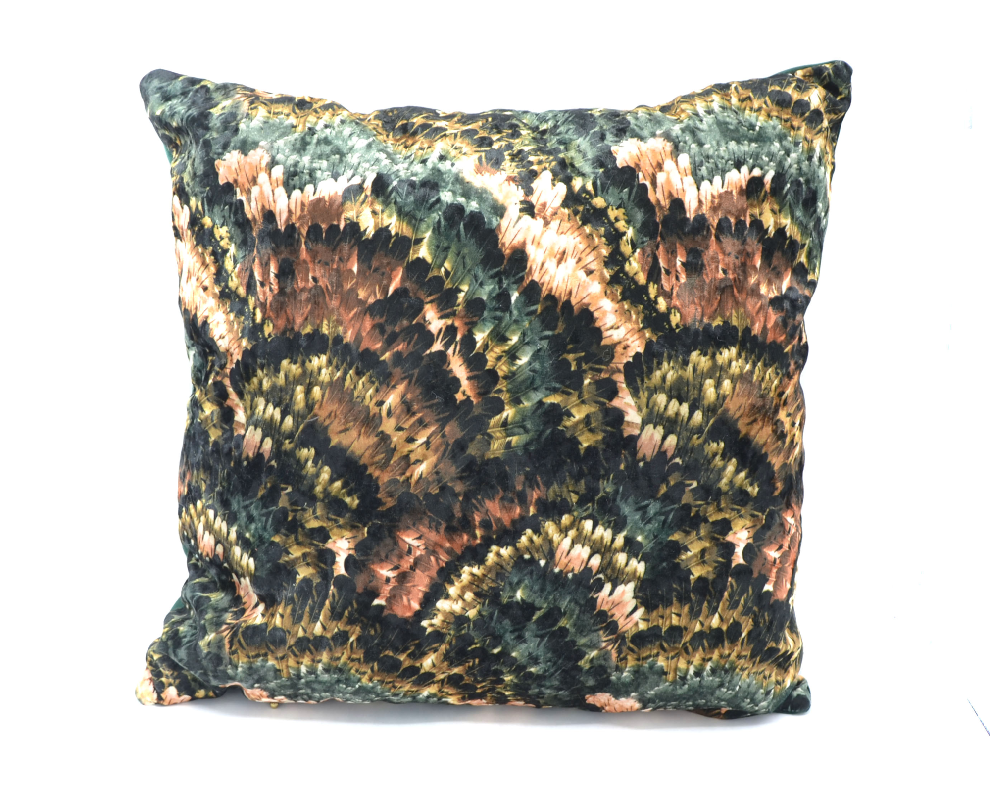 Kussen velvet pheasant 45 x 45 cm groen