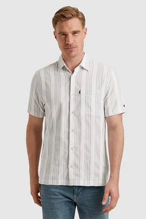 Vanguard Short Sleeve Overhemd Dobby Streep Groen VSIS2503234-7004 kopen