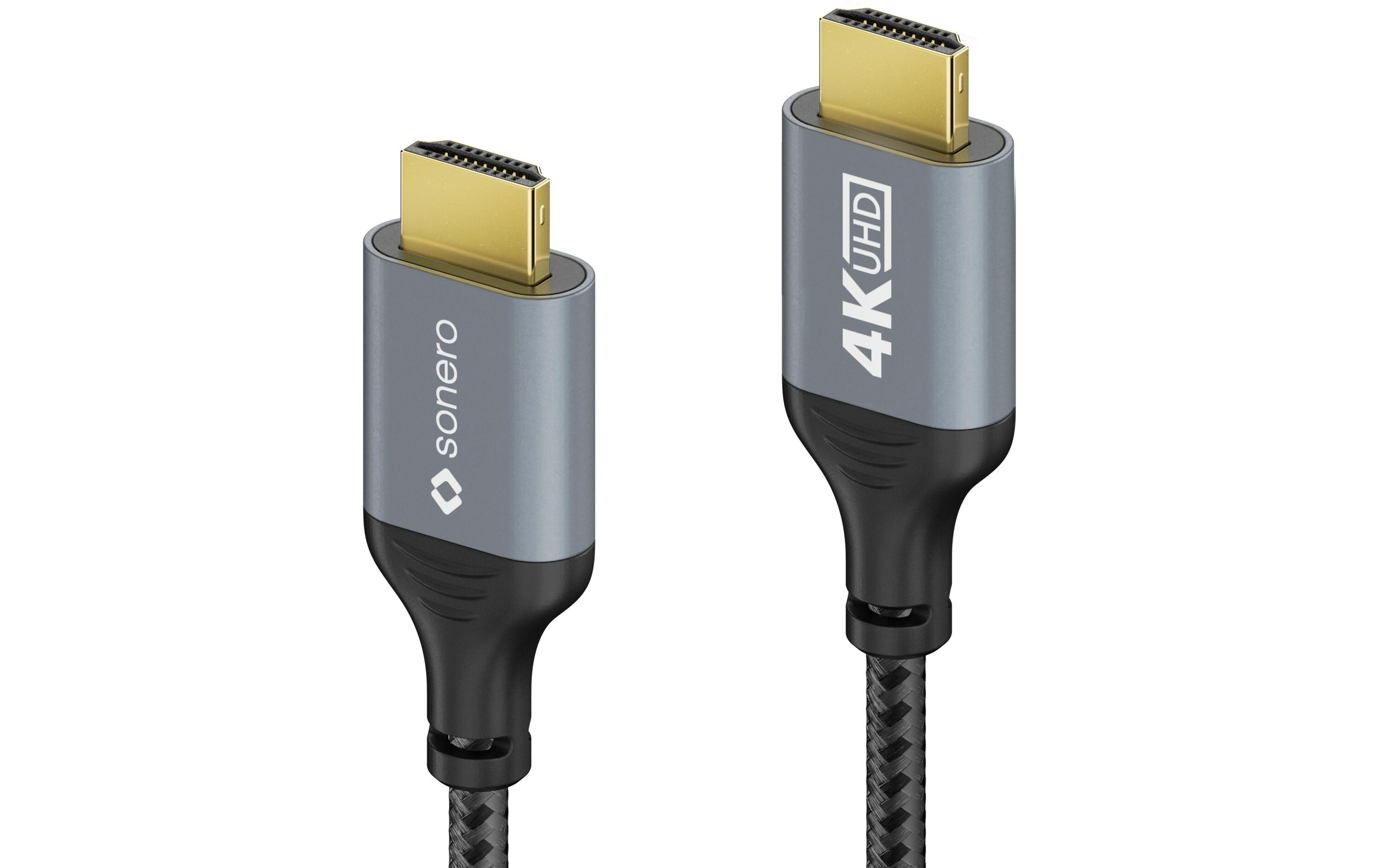 Kabel HDMI - HDMI, 3 mHDMI auf HDMI Kabel - 4K60 - grau/schwarz - 3.00m