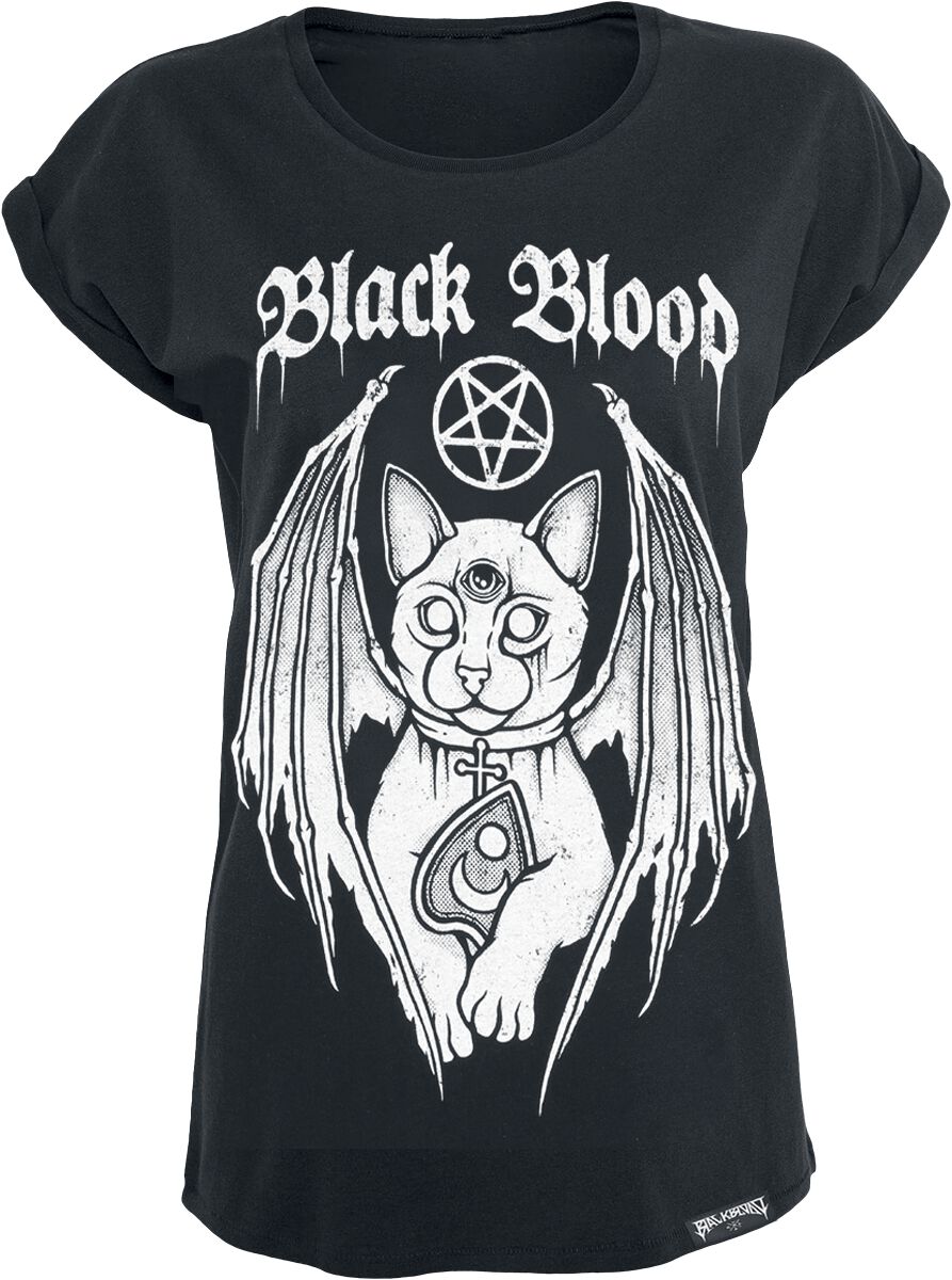 T-Shirt Avec Chat Démoniaque | Black Blood by Gothicana T-Shirt Manches courtes