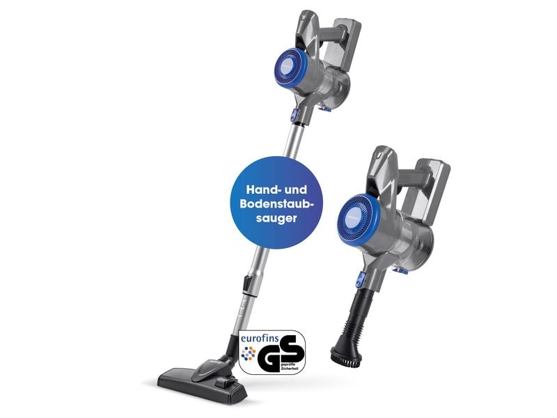 CLEANmaxx Akku-Hand- und Stielsauger Anthrazit/Blau Kabelloser Akkusauger