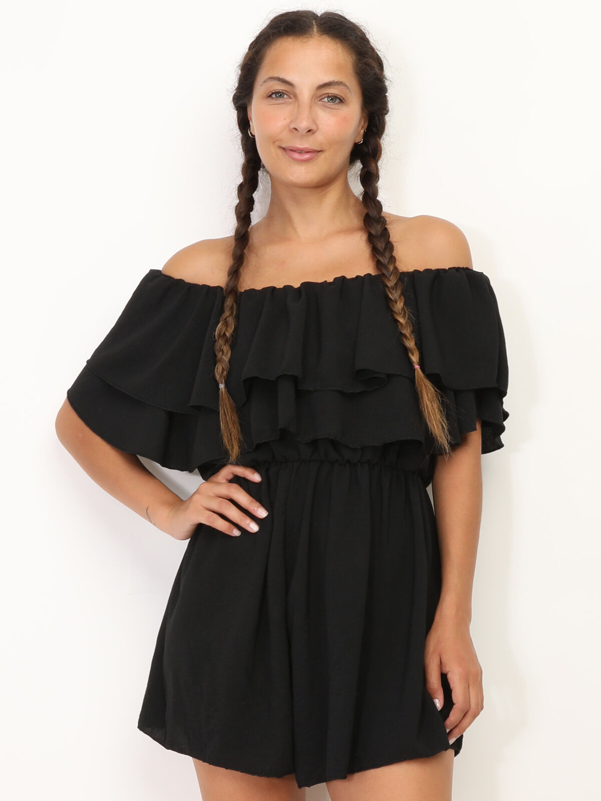 Combi-short à volants- Noir