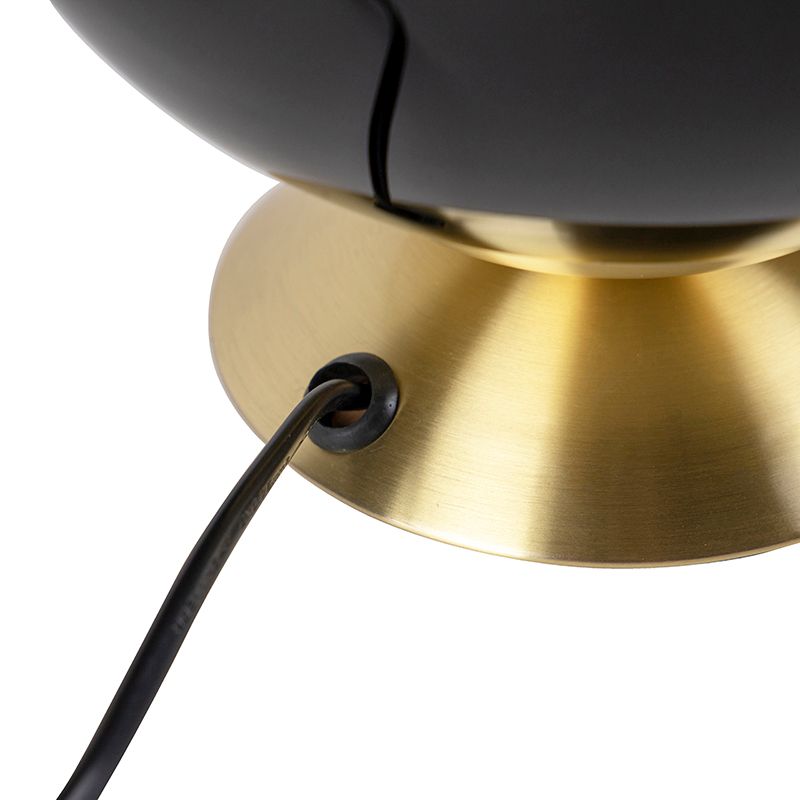 Art deco tafellamp messing met zwart glas - Pallon