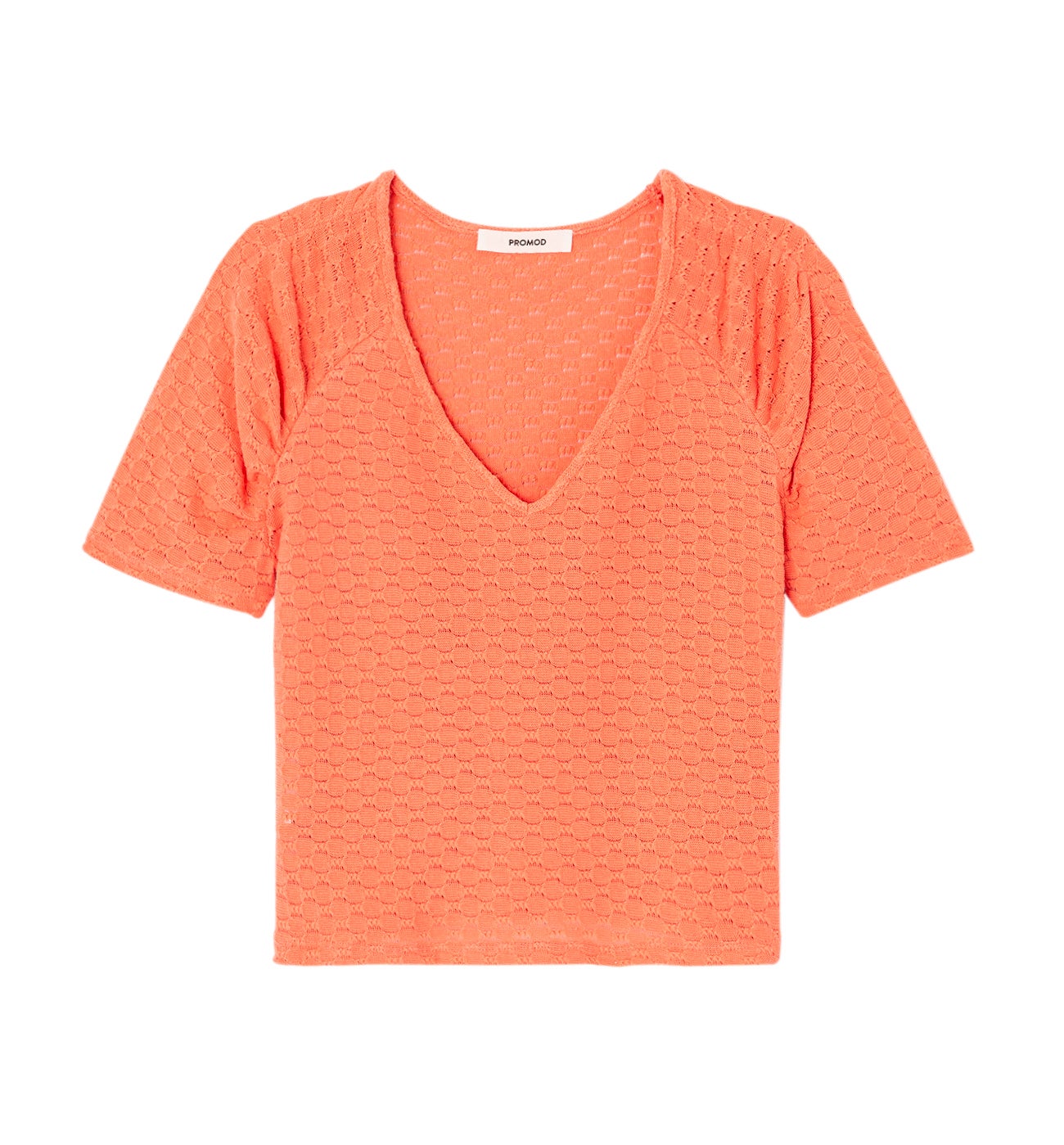Top en maille ajourée Femme - Pêche