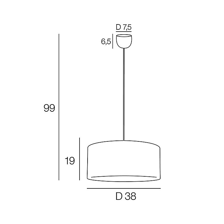 Suspension cylindre Stellar E27 Ø38cm 100W IP20 H.19cm Corep blanc