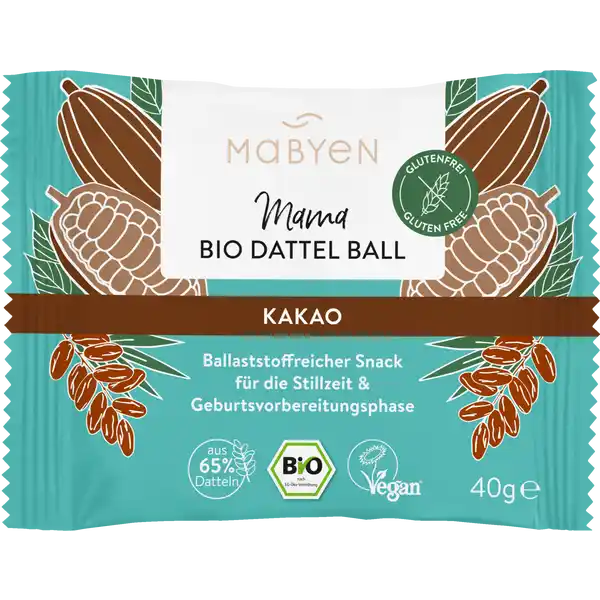Veganer Bio Dattel Ball Snack, auch für unterwegs. Geeignet für Schwangere in der Spätschwangerschaf