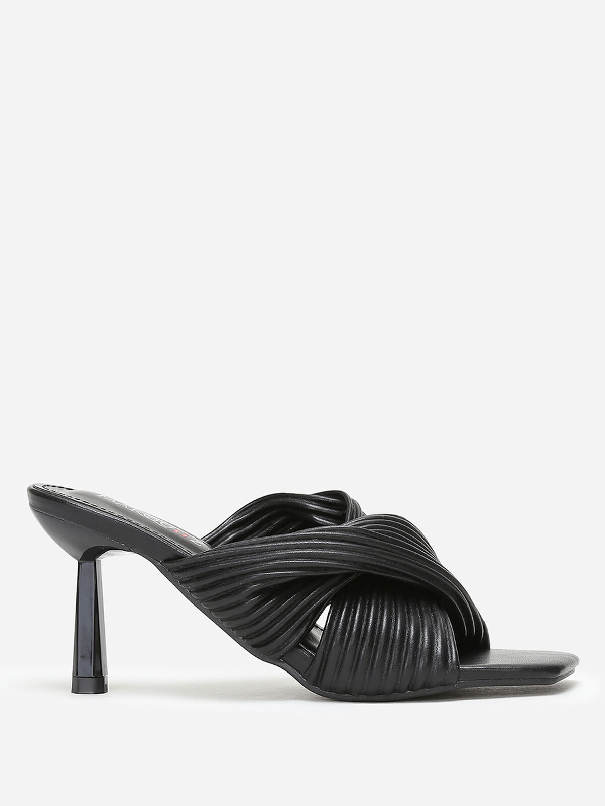 Mules à brides croisées et matelassées- Noir