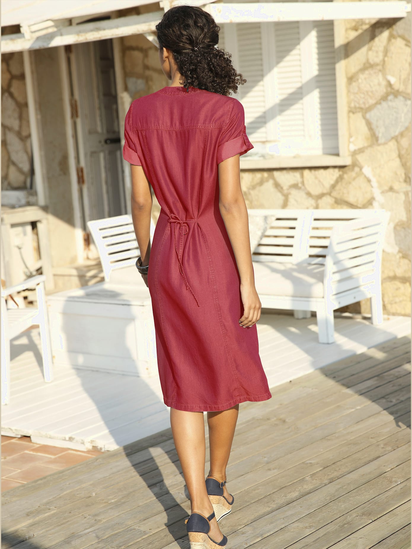 Robe femme col v et 2 poches raglan verticales