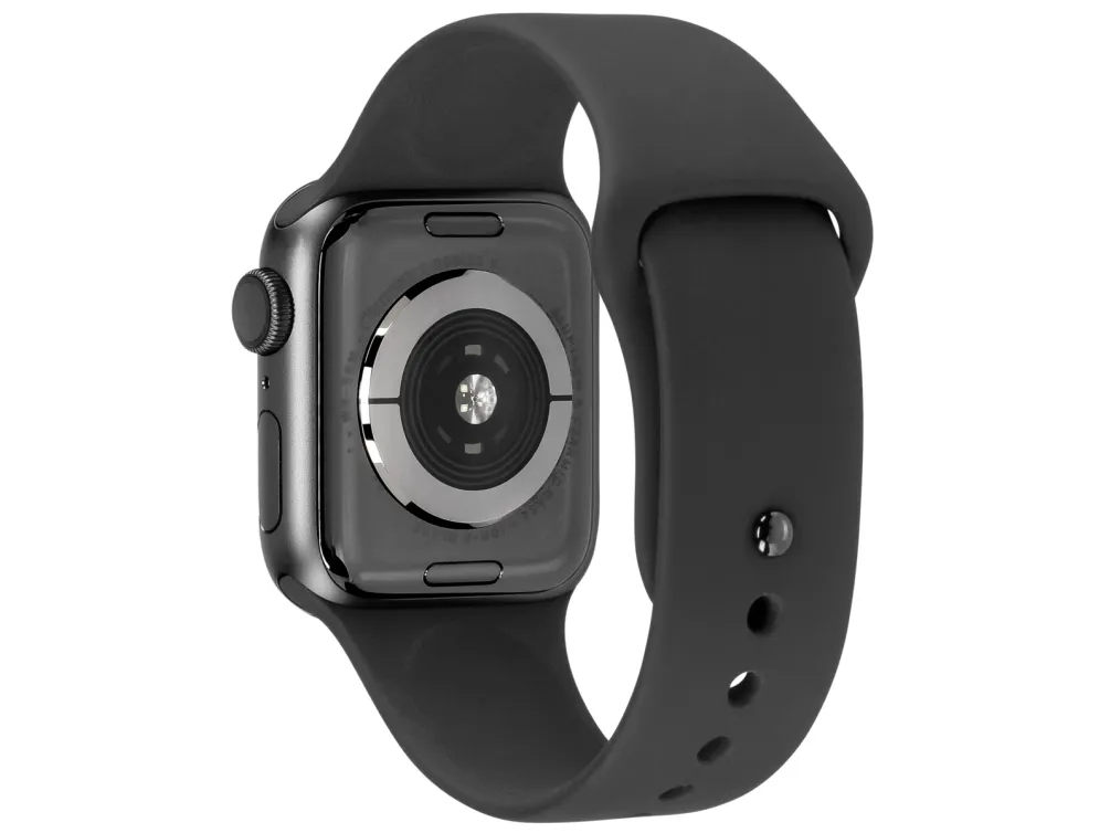 [OUTLET] - Apple Watch Series 5 (GPS) - 44 mm - rumgråt aluminium - smart ur med sportsbånd - fluoroelastomer - sort - båndstørrelse 140-210 mm - S/M/L - 32 GB - Wi-Fi, Bluetooth - 36.5 g