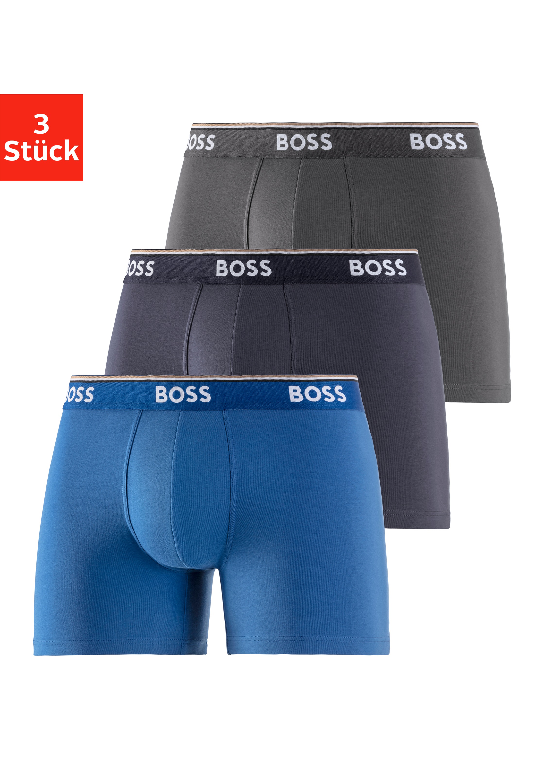 BOSS Langer Boxer »Brief 3 PACK«, mit farblich passendem Webbund