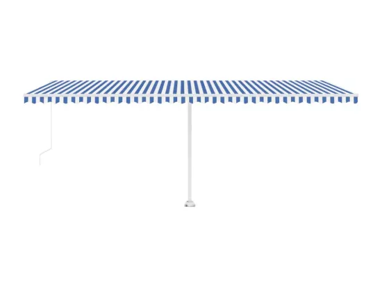 Auvent manuel rétractable sur pied 600x300 cm Bleu/Blanc