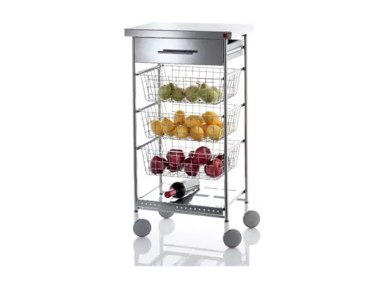 Chariot de cuisine avec plan de travail en inox - 93*48*34 cm - AFINITY INOX