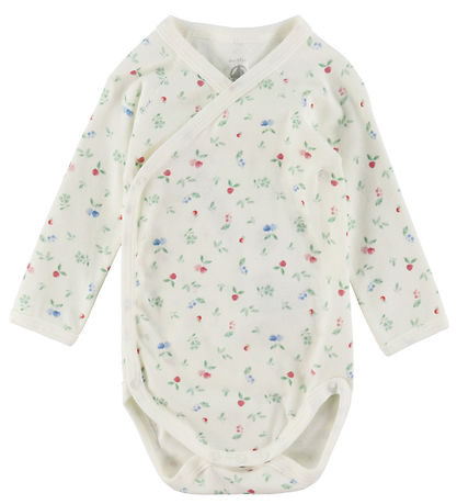 Petit Bateau Wickelbody l/ä - Marshmallow/Mehrfarbig