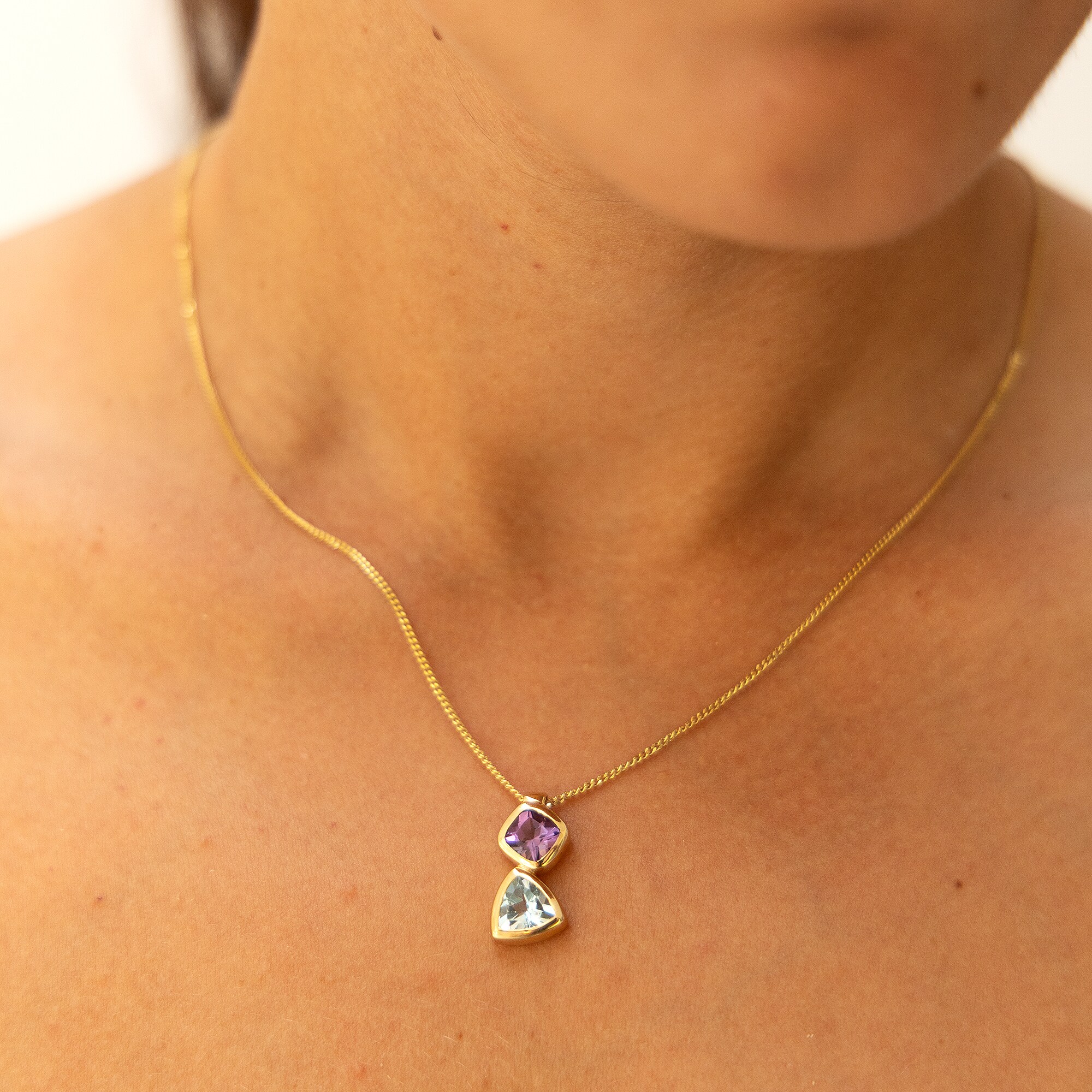 Fascination by Ellen K. Halskette Gold 375 mit Blautopas (beh.) + Amethyst