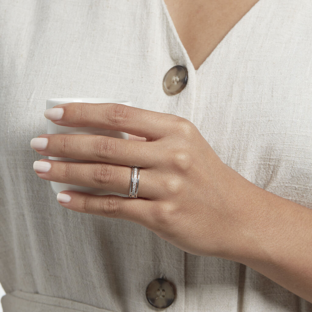 Alliance Serti Grains Ajoures Or Blanc Diamant