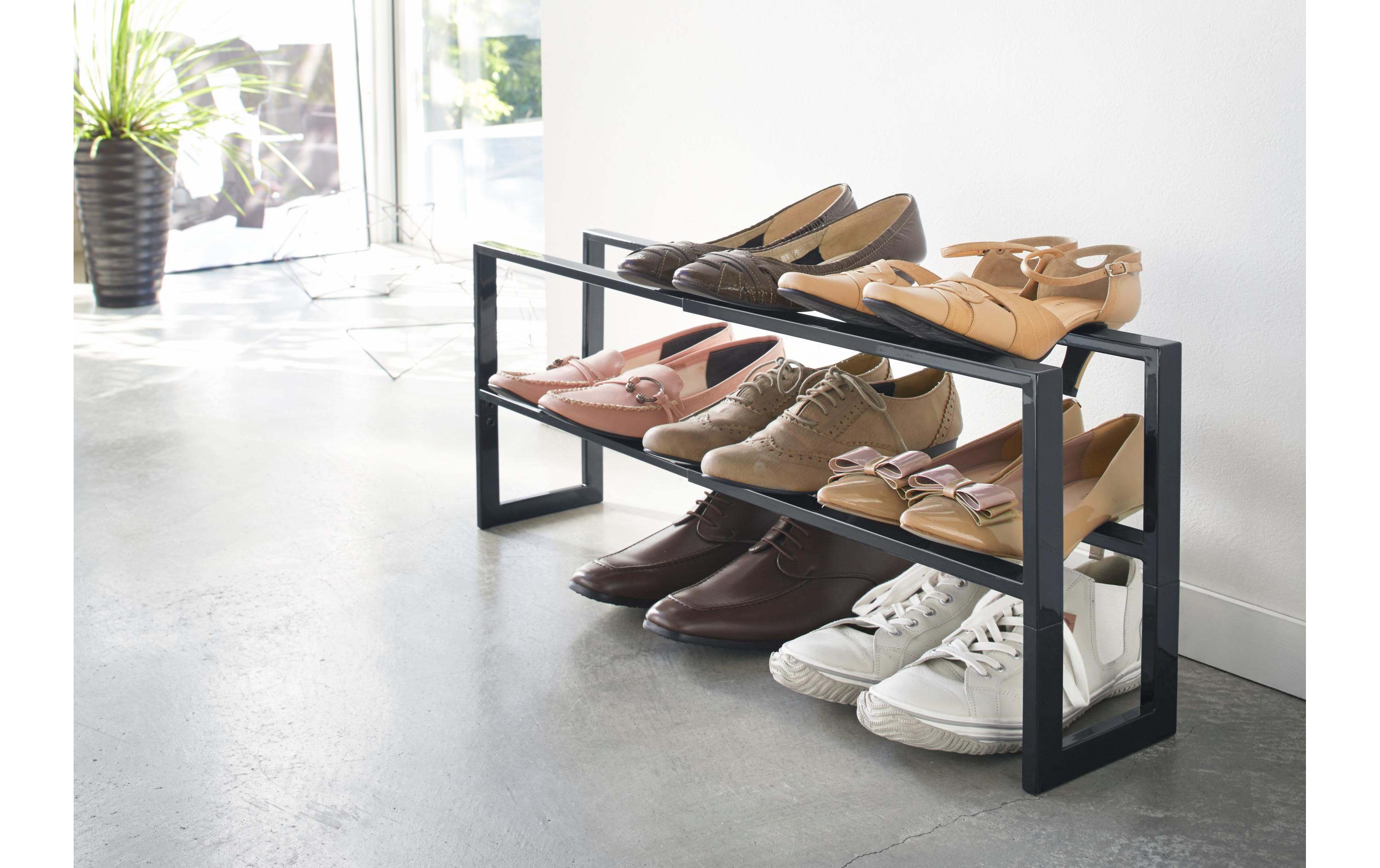 Schuhregal Line Metall, SchwarzAusziehbares Schuhregal