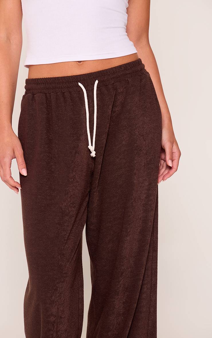 Chocolat Jogging Large En Tissu Éponge Avec Cordon De Serrage Contrasté