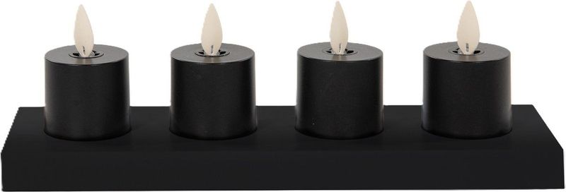 Anna's Collection Oplaadbare LED theelichtjes - 4x -zwart - oplaadstation -afstandsbediening