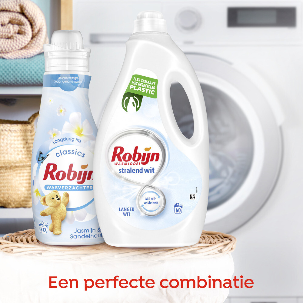 3x Robijn Vloeibaar Wasmiddel Stralend Wit 60 Wasbeurten3 liter