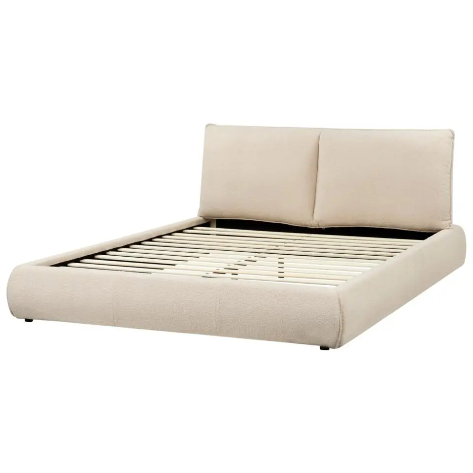VINAY - Tweepersoonsbed - Lichtbeige - 160 x 200 cm - Bouclé