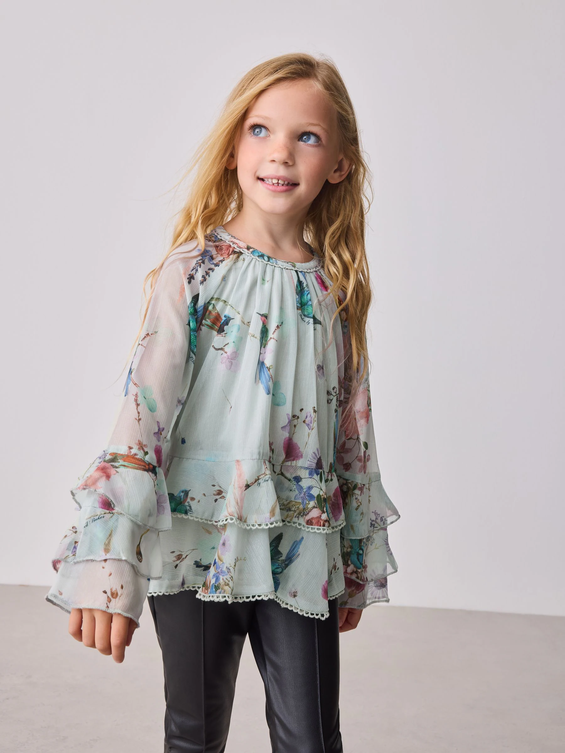 Baker by Ted Baker Mint Green All Over Printed Chiffon Blouse