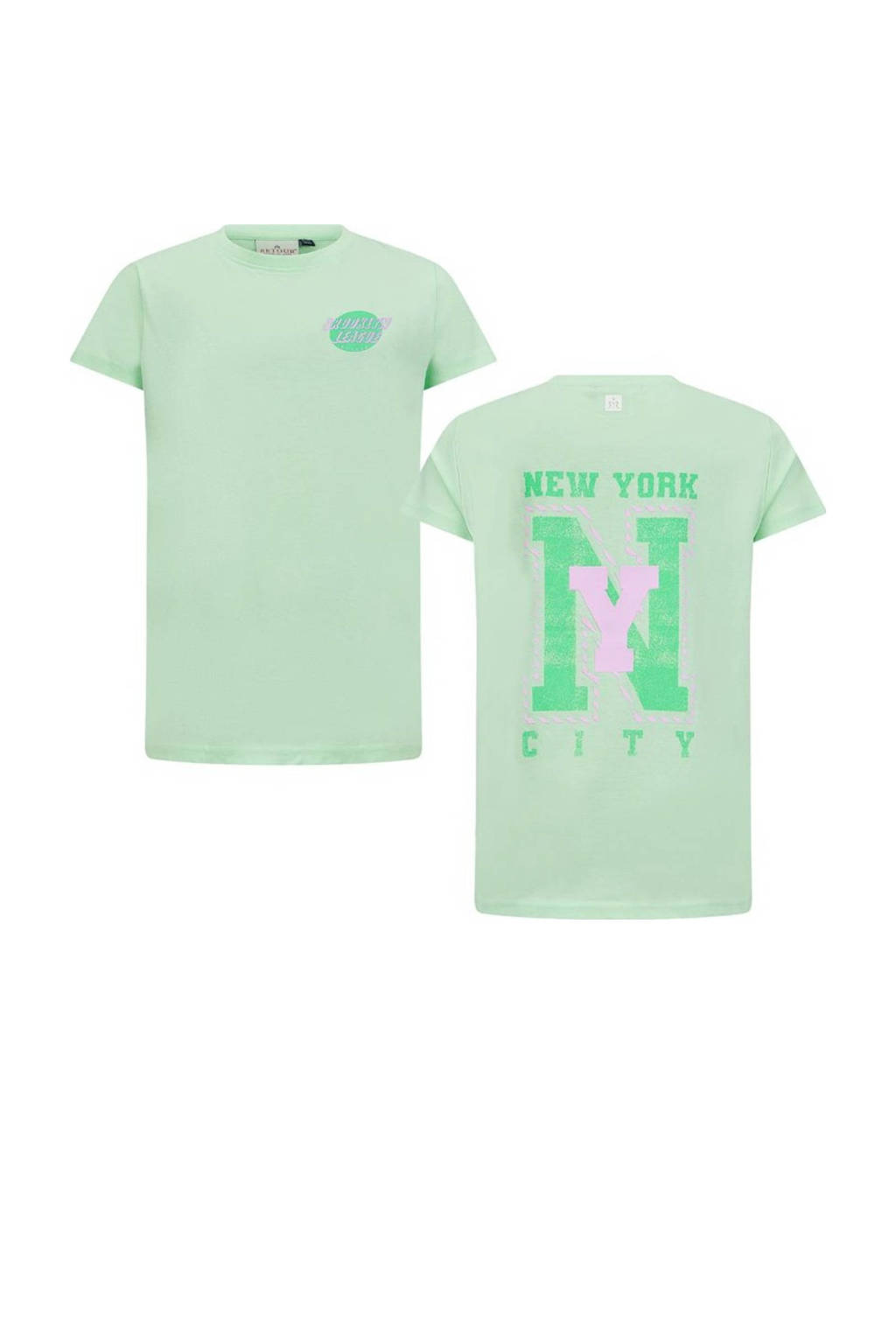 Retour Jeans T-shirt Piper met backprint licht appelgroen