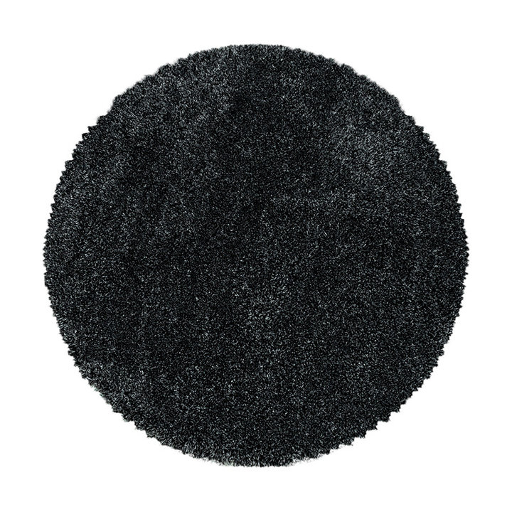 Rond hoogpolig vloerkleed - Fuzzy Antraciet | Stijlvol