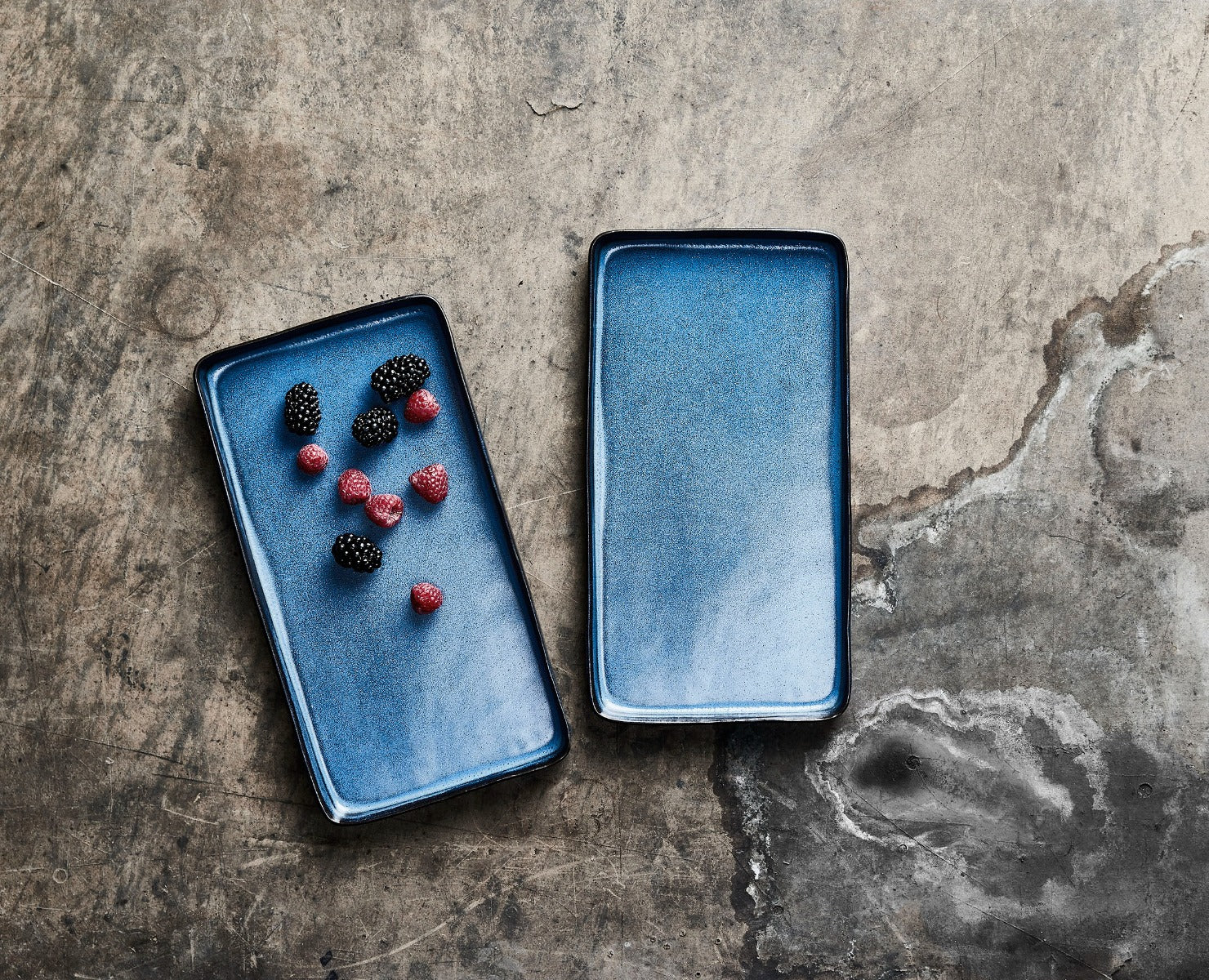 RAW  Rektangulær fadsæt, midnight blue - 2 stk.