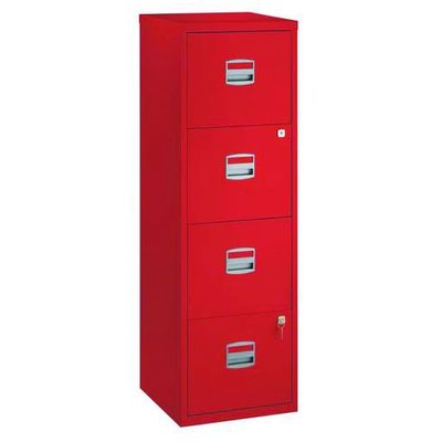 Classeur métallique monobloc - 4 tiroirs - H130 x L41 x P40 cm - rouge